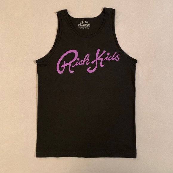 (5) Rich Kids / Fly Society Graphic Tank Tops Black White Palm Trees Floral - Picture 5 of 6